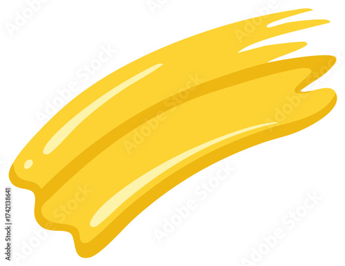 Bright Yellow Paint Stroke Swish Motion with Glossy Shine