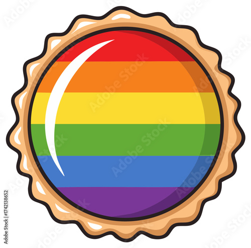 Rainbow flag bottle cap design, vector illustration