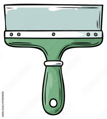 Illustration of a green painting tool or drywall knife