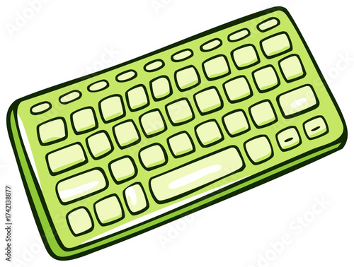 Light Green Computer Keyboard with Rounded Keys