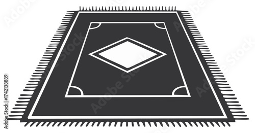 Stylized Rug Graphic with Diamond Design and Decorative Fringe, Vector