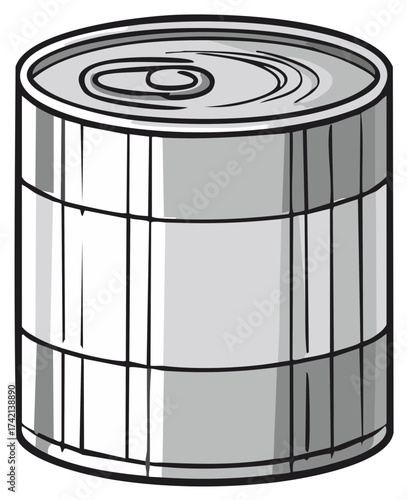 Simple illustration of a generic metal food can, ideal for various usage scenarios