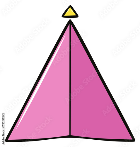 Simple cartoon illustration of a folded pink paper airplane.