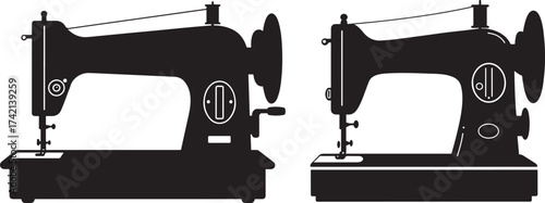 Two vintage sewing machine silhouettes