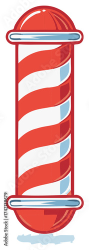 Classic Barber Pole Spinning with Red White and Light Blue Stripes Illustration