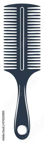 Stylized illustration of a comb graphic design, hair care or barbershop concept.