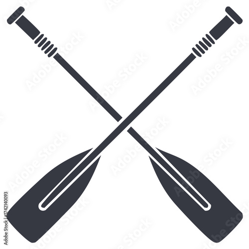 Two crossed rowing paddles vector illustration for water sports and outdoor adventure activities