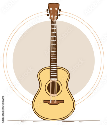 Classic Acoustic Guitar with Decorative Circle Design