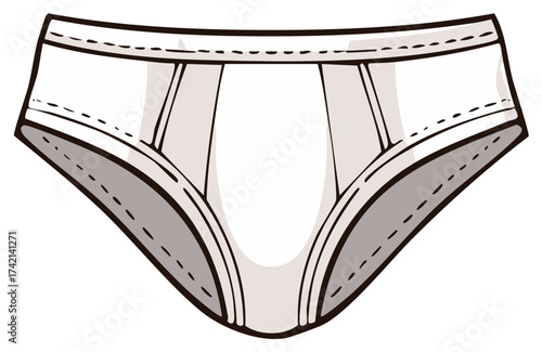 Mens classic white cotton briefs undergarment essential clothing illustration