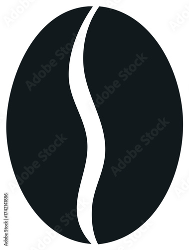 Black coffee bean icon minimalist flat vector graphic design element