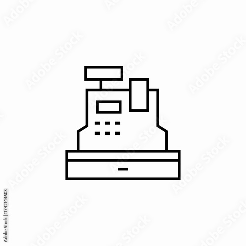 vintage cash register icon sign vector