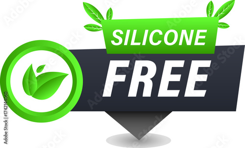 Fresh green silicone free sticker with leaf motif, ideal for natural product packaging