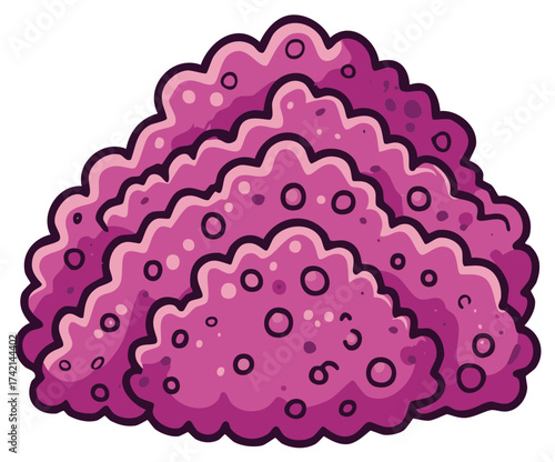 Vibrant Abstract Pink Coral Reef Formation or Deep Sea Marine Sponge Illustration