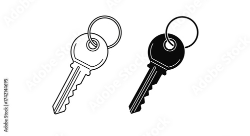 Two Different Keys Presented Side By Side For Comparison One Is Black And White The Other Is Solid Black With A Silver Ring