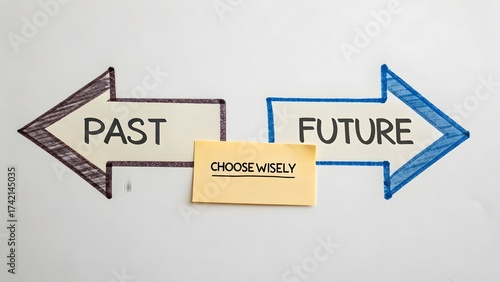 Arrows representing Past and Future with message Choose Wisely