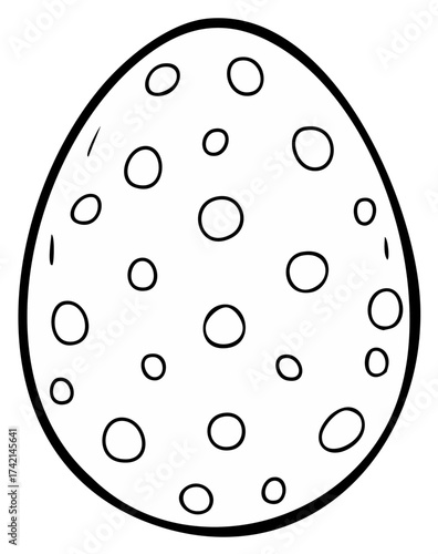 Decorated Easter egg outline with circle pattern for children coloring page doodle art