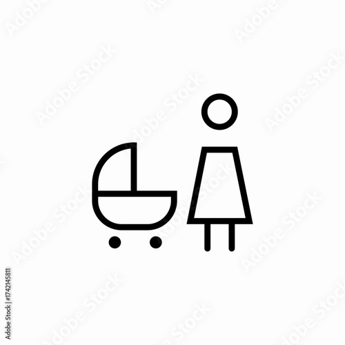 mother baby stroller icon sign vector