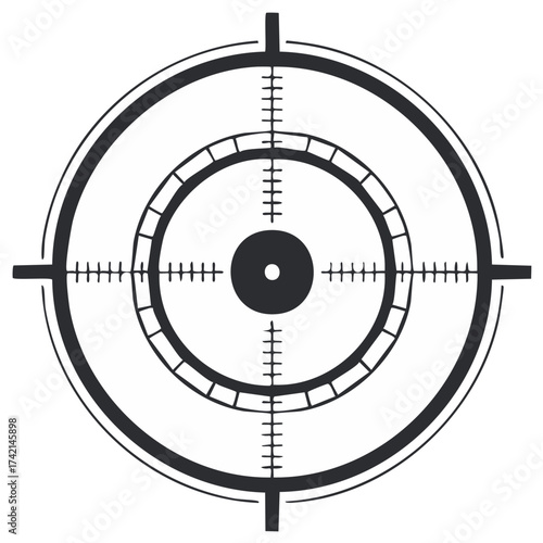 Precision aiming target scope crosshairs reticle symbol for accuracy and focus concept