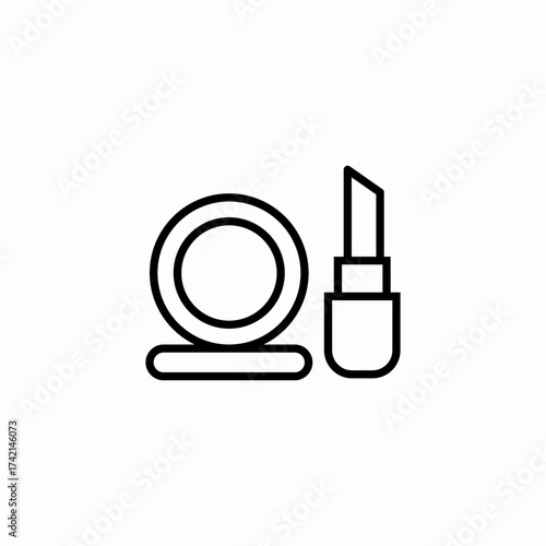 powder compact lipstick icon sign vector