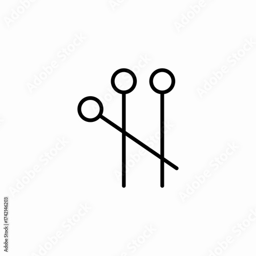 sewing straight pins icon sign vector