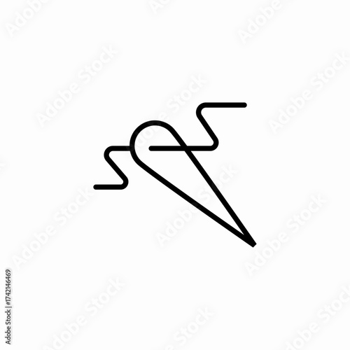 threaded sewing needle icon sign vector