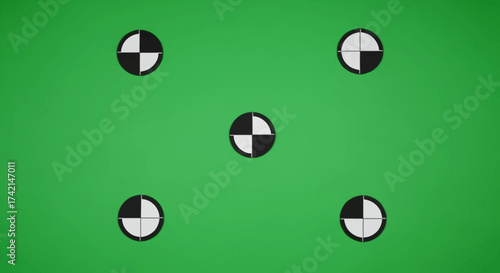 Tracking Markers on a Plain Green Background Ideal for Visual Effects and Motion Graphics Production