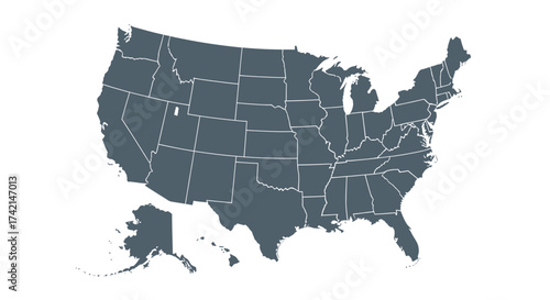 A Comprehensive Map Illustrating All Fifty United States of America and Their Respective Borders for Geographic Study