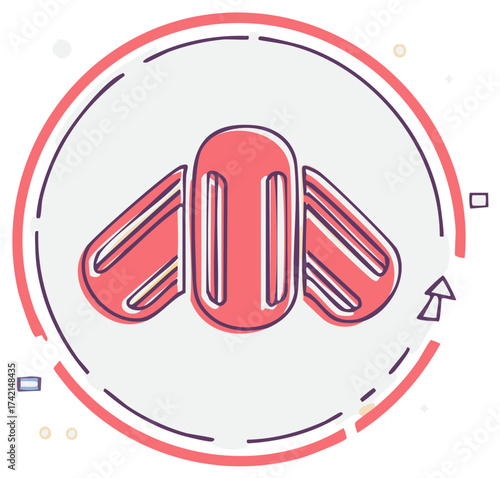 Bicycle saddle icon in a hand drawn flat color style illustration for cycling concepts