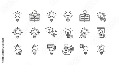 Collection of Hand Drawn Light Bulb Icons Representing Ideas Innovation and Creative Solutions for Business and Technology Concepts