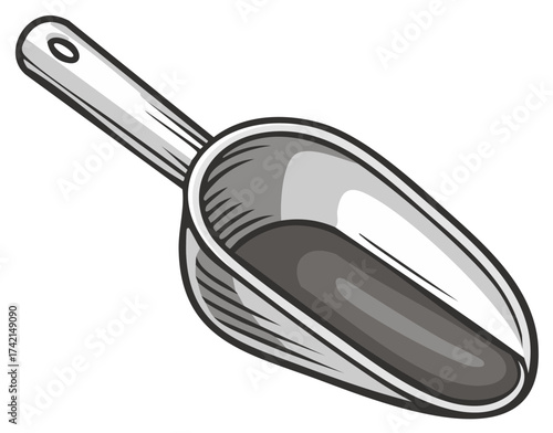 Metallic Scoop Tool for Kitchen Use or Material Handling