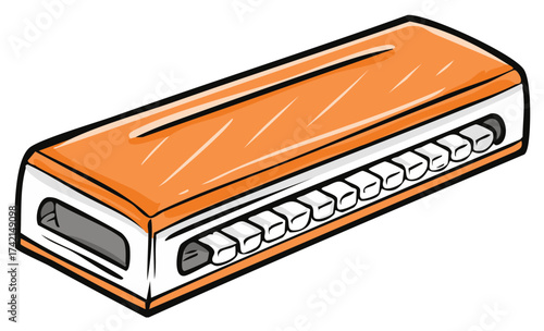 Orange and White Harmonica Vector Illustration