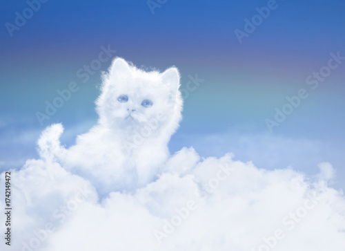 Heavenly cat made of clouds symbolizing Pet Remembrance Day and love beyond life