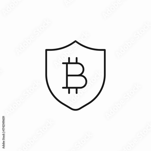 bitcoin shield protection icon sign vector