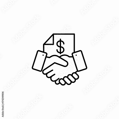 financial contract handshake icon sign vector