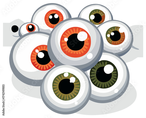 Cartoon Eyeballs Vector Illustration Spooky Halloween Theme