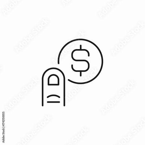 finger touching coin icon sign vector