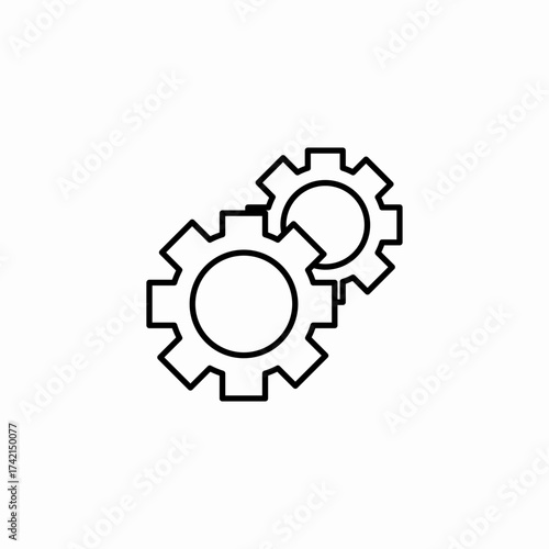 interlocking gear mechanism icon sign vector