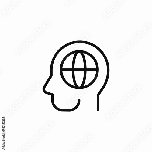head with globe icon sign vector