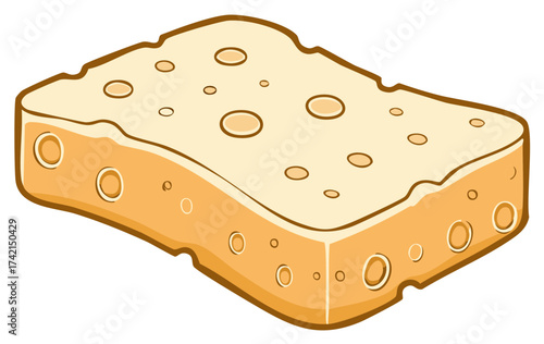 Illustration of a slice of Swiss cheese with holes