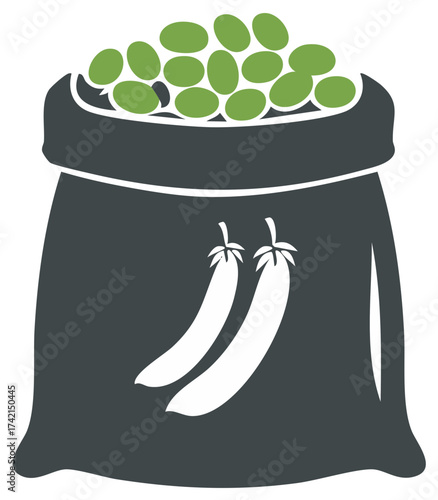 Simple vector illustration of a burlap sack full of green peas