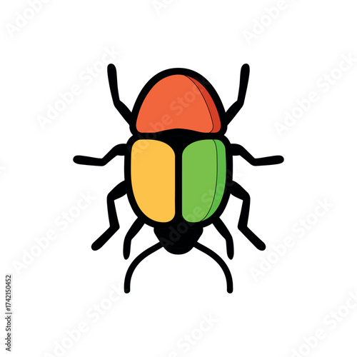 Colorful Beetle Cartoon Vector Illustration – Insect Flat Design
