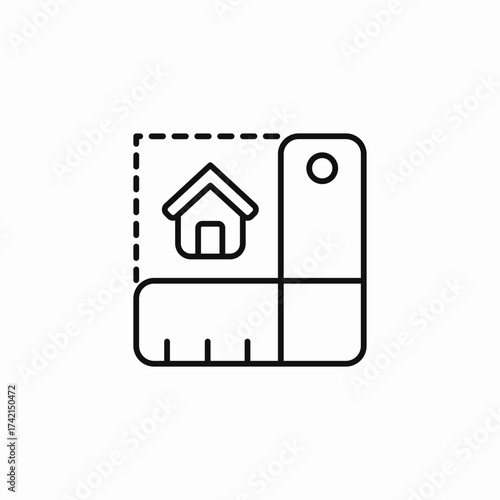 measuring house dimensions icon sign vector