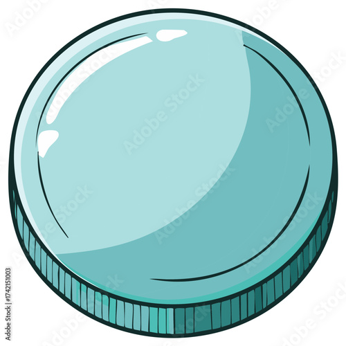 Vector illustration of a blank shiny blue coin or game token