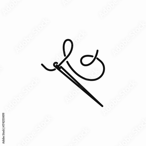 threaded sewing needle icon sign vector