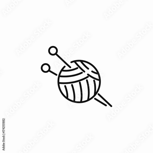 yarn and needles icon sign vector