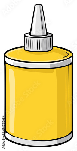 Yellow Glue Bottle with Pointed Top for Crafts and Repair Work Cartoon Vector