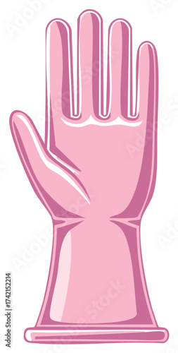 Cartoon illustration of a pink rubber glove for household cleaning