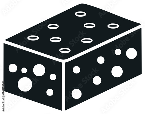 Iconic Cheese Cube Silhouette Block with Holes Edam or Swiss Dairy Product