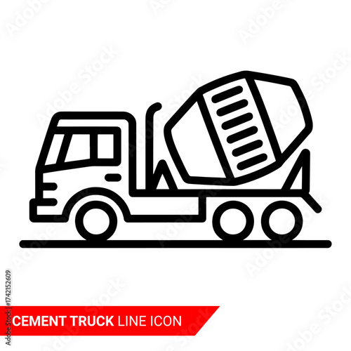 Qualityful cement truck line icon