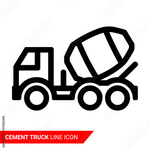 Qualityful cement truck line icon